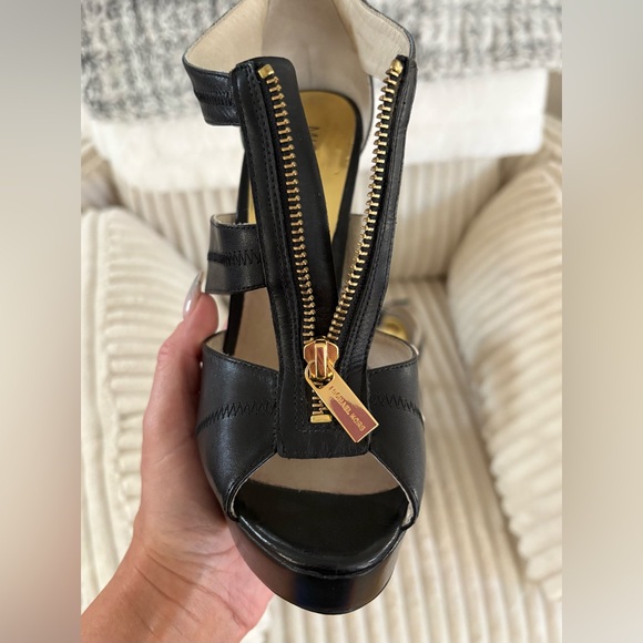 Michael Kors Black and Gold Zipper Heels - Picture 10 of 15
